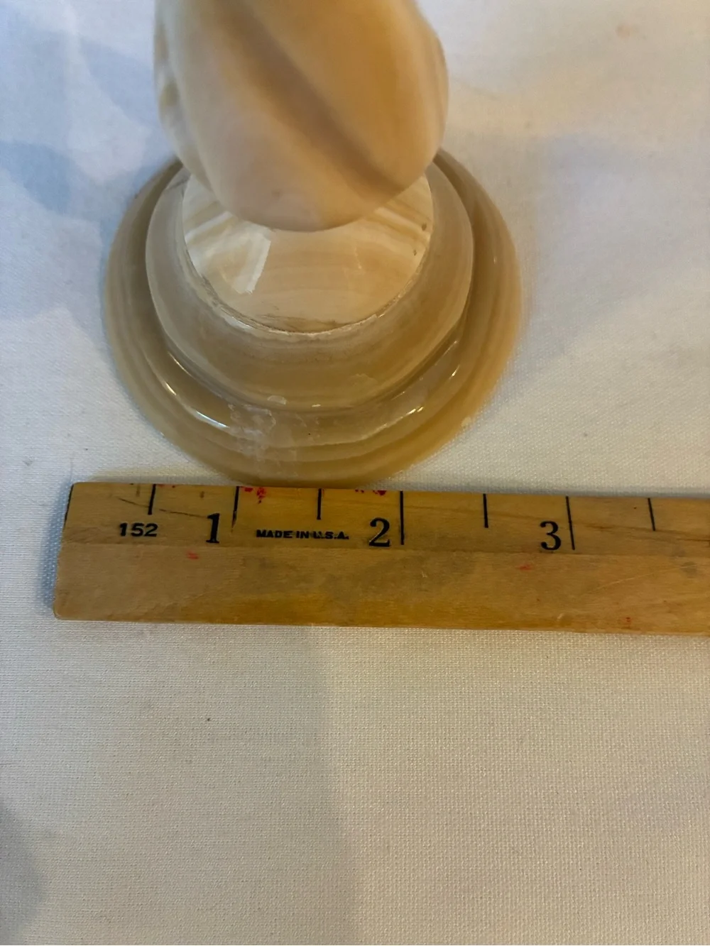 Hand-Carved Beige Striped Onyx Candlestick Holder